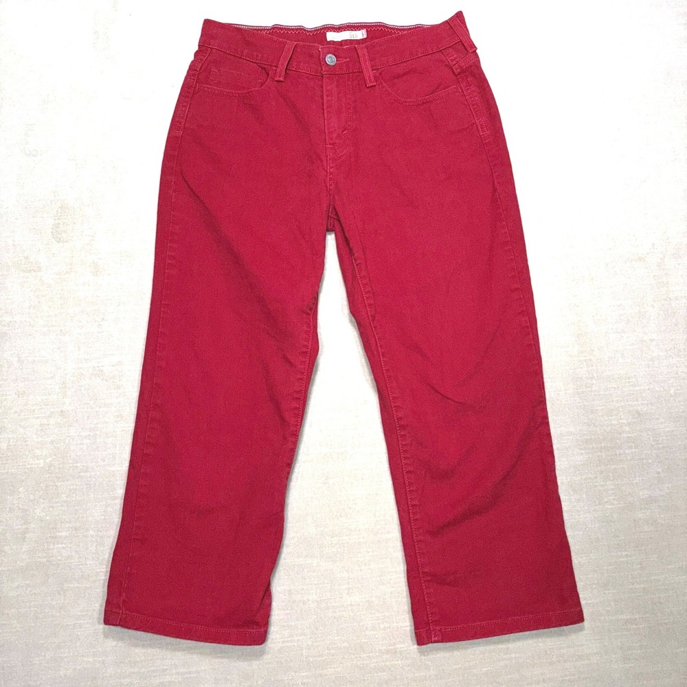 Levis 515 Red Capri Jeans Womens Size 8 Cropped Straight Leg Cotton‎ Blend